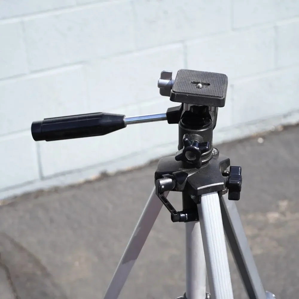 Metal Camera Tripod Aluminum Adjustable Height Stand Silver Black